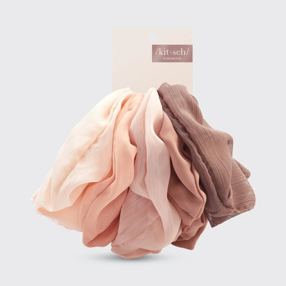 Kitsch Fabric Scrunchie Set Neutral Multicolor Hair Ties Women Hair Accessory